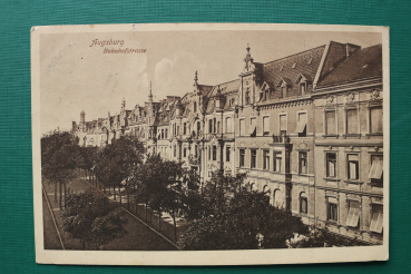 AK Augsburg / 1912 / Bahnhofstrasse / Wohnhäuser Architektur / Allee
